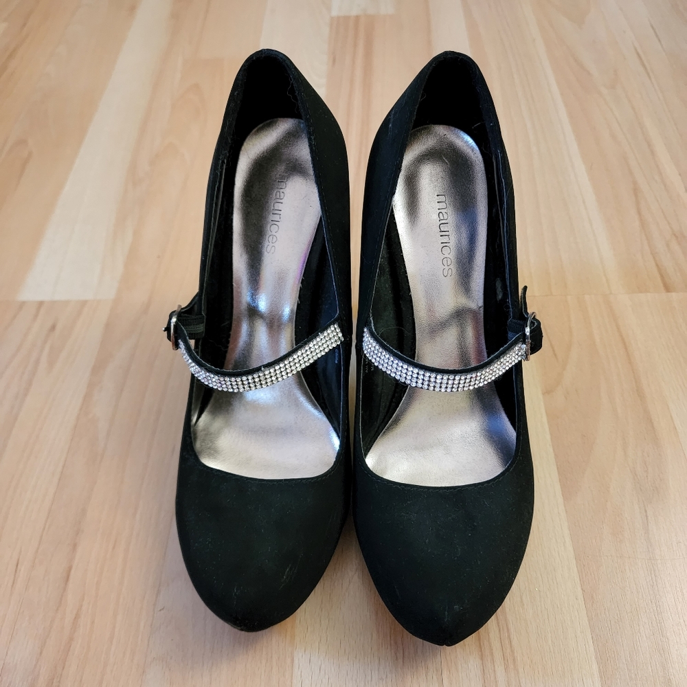 Maurices Black Rhinestone Mary Jane Pumps Size 7.5